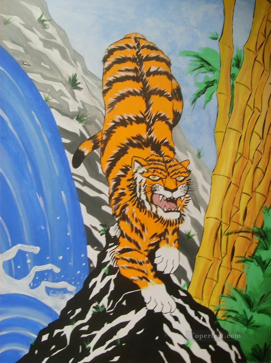 Japanese Tiger Oil Paintings